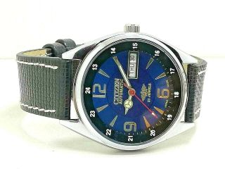 Citizen Automatic Mens Steel Vintage Japan Made Blue Dial Watch Run Order G