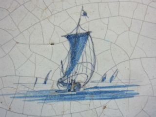 Antique Delft tile with ship - 17th century 2