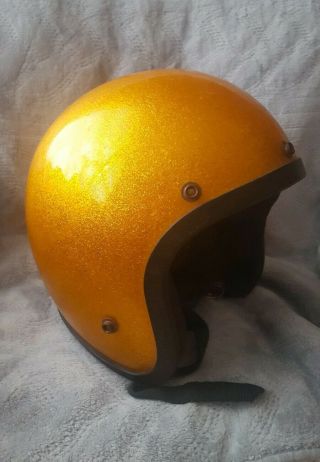 Vintage Gold/orange Metalflake Rop - 4170 Motorcycle Helmet 1970 