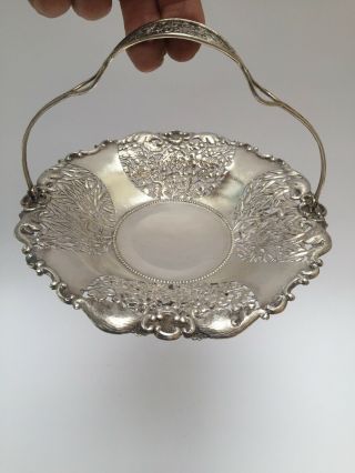 Antique Chinese Export Silver Cake Basket C1890 12oz By Tuck Chong