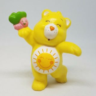 Vintage Care Bears Funshine Bear With Butterfly Pvc Figure 1983 Miniature Mini