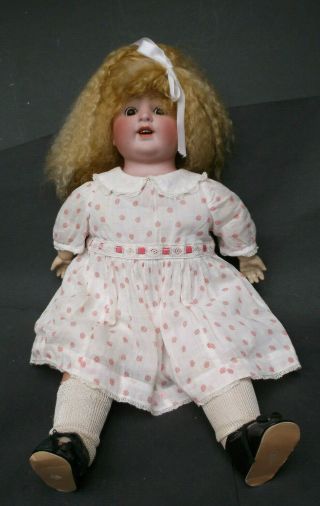 18 " Antique Bisque Head Doll K & K Made In Germany Brown Sleep Eyes - Estate
