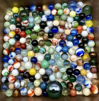 180 Antique Vintage Marbles Akro Peltier Swirl Corkscrew Oxblood Shooter & More