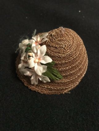1950s Vintage Straw Doll Hat With Flowers Fits Ginny Betsy Mccall Muffie
