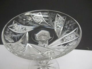 Signed Tuthill American Brilliant Period Cut Glass Compote Antique Abp