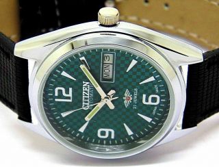 Citizen Automatic Men,  S Steel Vintage Green Dial Wrist Watch Run Order.