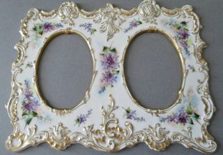 RARE Antique T&V LIMOGES HP Porcelain Double Frame LILAC Flowers Lush GILT Trim 2