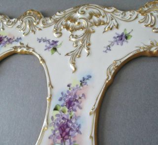 RARE Antique T&V LIMOGES HP Porcelain Double Frame LILAC Flowers Lush GILT Trim 3