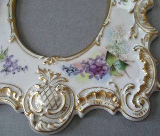 RARE Antique T&V LIMOGES HP Porcelain Double Frame LILAC Flowers Lush GILT Trim 5