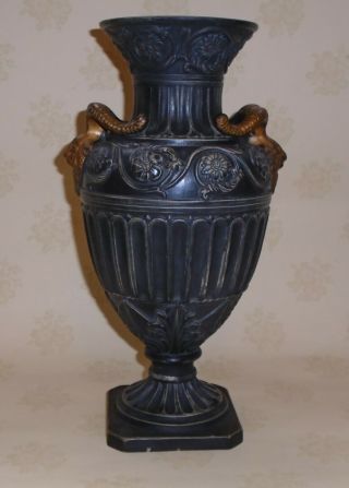 Antique Amphora Gerbing & Stephan Baluster Vase With Rams Head Handles