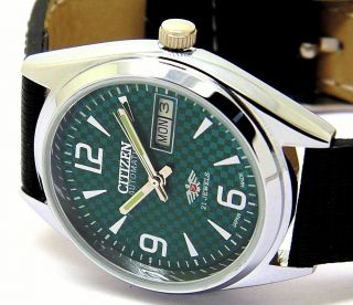 Citizen Automatic Men,  S Steel Vintage Green Dial Made Japan Watch Run Order