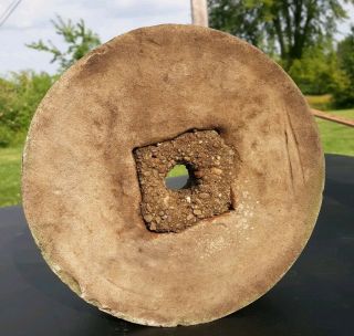Antique Mill Stone Grinding Wheel Garden Stepping Architectural 8 1/8 " X 2.  5 "