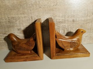 ART DECO WOODEN DOVE BOOKENDS WITH GLASS EYES VINTAGE KITSCH RETRO 3