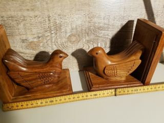 ART DECO WOODEN DOVE BOOKENDS WITH GLASS EYES VINTAGE KITSCH RETRO 6