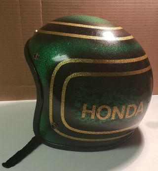 1970s Vintage Honda Metal Flake W Lace Pinstriped Motorcycle Helmet Rare ? Bell