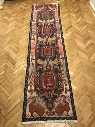 Antique Traditional Handmade Oriental Runner Carpet/rug 230x56cm