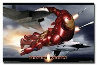 Iron Man Movie Poster In Flight Rare Hot 24x36