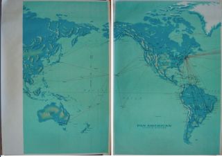 Pan Am Airways Airlines Flight Maps Vintage 1964 Travel Posters X 2 40x58.  5 Nm