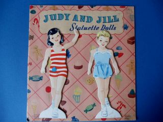 Vintage 1945 Judy And Jill Statuette Paper Dolls Book Uncut