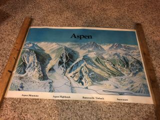 Vintage Aspen Ski Area Poster Snowmass 24.  5x37.  5