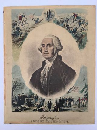 Very Rare Vintage George Washington Colored Lithograph