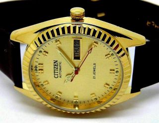Citizen Automatic Men,  S Gold Plated Vintage Gold Dial Wrist Watch Run Order.