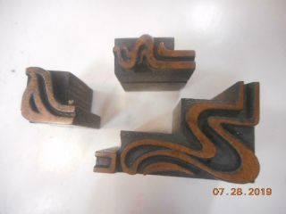 Printing Letterpress Printer Block Antique Wood Ornaments & Border Printer Cut