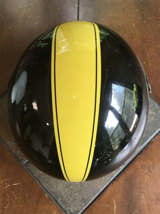 VINTAGE 1970 BELL TOPTEX SNELL MOTORCYCLE HELMET SIZE 7 RACING BLK YELLOW WHITE 12