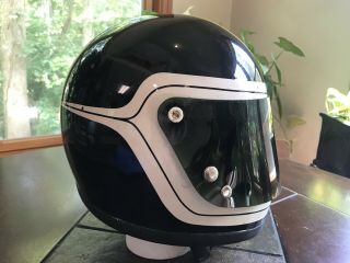 VINTAGE 1970 BELL TOPTEX SNELL MOTORCYCLE HELMET SIZE 7 RACING BLK YELLOW WHITE 4