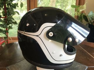 VINTAGE 1970 BELL TOPTEX SNELL MOTORCYCLE HELMET SIZE 7 RACING BLK YELLOW WHITE 6