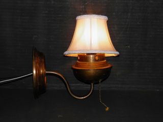 Unique,  Antique/vintage,  Hammered Copper,  Wall Sconce W/clip - On Shade.  Re - Wired