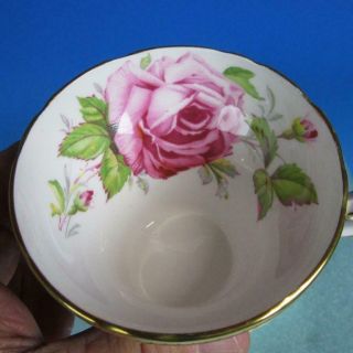 Aynsley Bone China - Cobalt Blue Fleur de Lis Pink Rose - Tea Cup and Saucer 3