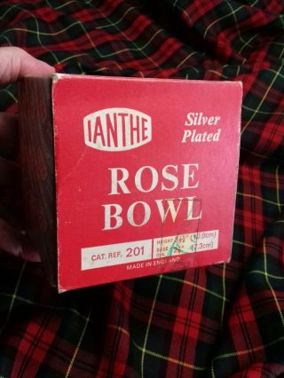 small vintage silver plate rose bowl boxed 2