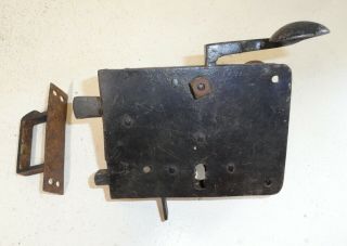 18th C.  Iron Dutch Elbow Lock W/ Keeper Antique Pennsylvania 1