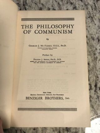 1939 Antique Philosophy Book " The Philosophy Of Communism "