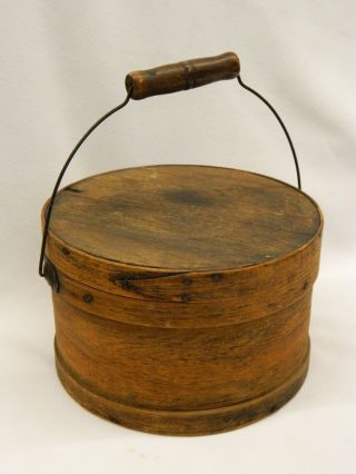 Antique Primitive Shaker Bent Wood Firkin Sugar Bucket