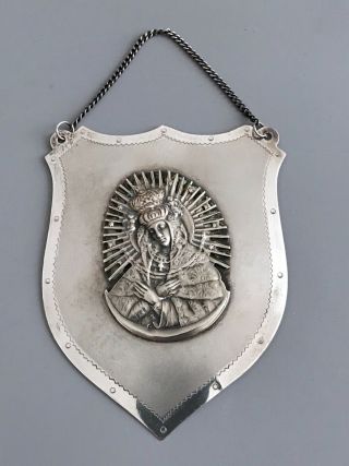 Antique Sterling Silver Polish Religious Ryngraf / Gorget / Hallmarked/ Poland