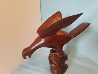 Vintage Hand Carved Hard Wood Eagle Bird