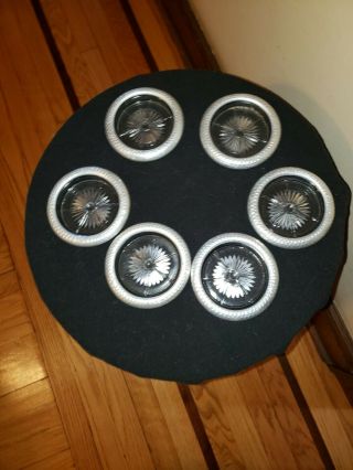Vintage Silver And Crystal Set Of 6 Coasters