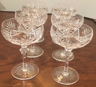 Set Of 6 Val St Lambert Elegant Clear Crystal Heavy Martini Goblets