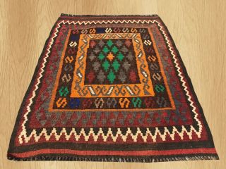 Hand Knotted Vintage Afghan Taimani Balouch Wool Kilim Area Rug 4 X 3 Ft (3928)
