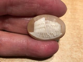 Unusual Antique Scenic Hand Carved Thick Shell Cameo Of A Building