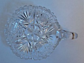 Vintage Cut Glass Candle Holder Or Dish Star Of David W/fan Handled Scalloped Ex