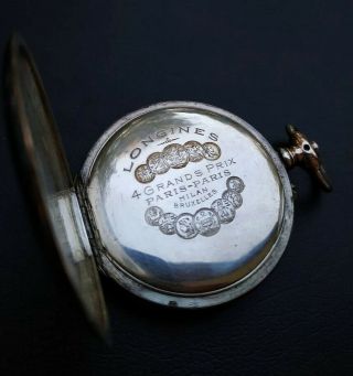 Stunning Longiness SILVER Pocket Watch Case - open face 2