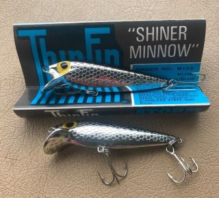 2 Vintage Storm Thin Fin Shiner Minnow Fishing Lure With Papers