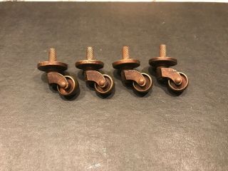 4 Antique Small Brass Swivel Caster Wheel Pivot Industrial Table Leg