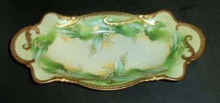 Antique Limoges Coronet France Handpainted Large Tray Lilly Of The Valley Signed