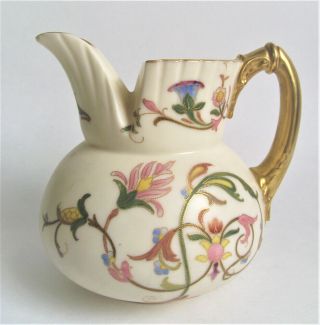 Antique Royal Worcester Ivory Gold Painted Nouveau Porcelain Creamer Pitcher Jug