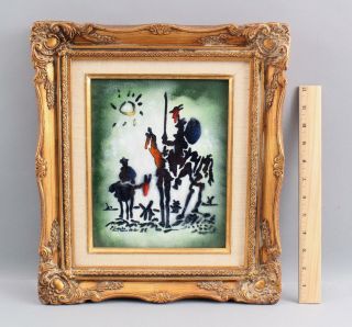 Vintage Mid - Century,  Pablo Picasso,  Don Quixote Enamel Painting Copper Plaque 2