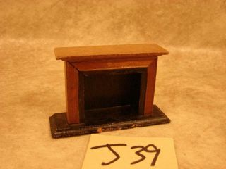 J39 Vintage Dollhouse Miniature Furniture Wood Fireplace Mantle